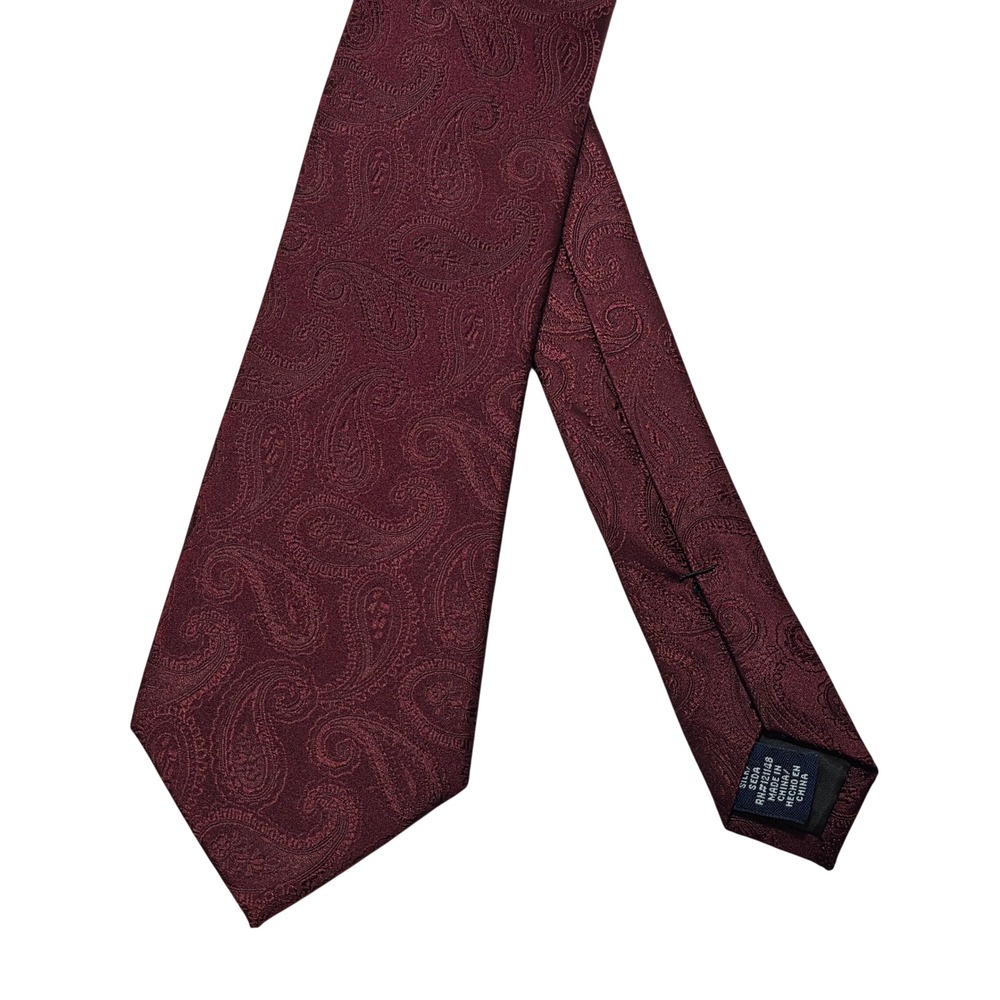 Stafford Mens Burgundy Paisley Silk Necktie Tailored Culture Classic Tie